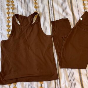 lululemon athletica Brown Leggings and Tank Set